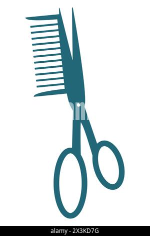 The symbolic illustration of a hairdressing salon using scissors and comb Stock Vector