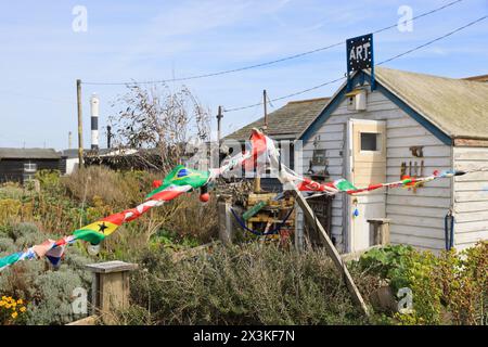 Art studios in Dungeness, a headland on the coast of Kent, which is a national nature reserve, and a unique coastal landscape, UK Stock Photo