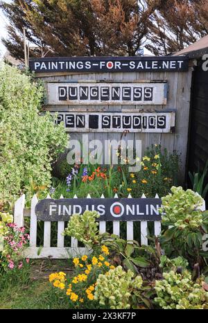 Art studios in Dungeness, a headland on the coast of Kent, which is a national nature reserve, and a unique coastal landscape, UK Stock Photo