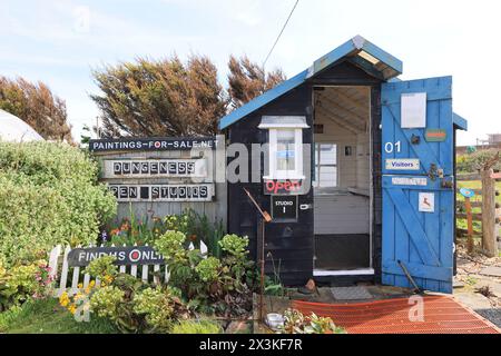 Art studios in Dungeness, a headland on the coast of Kent, which is a national nature reserve, and a unique coastal landscape, UK Stock Photo
