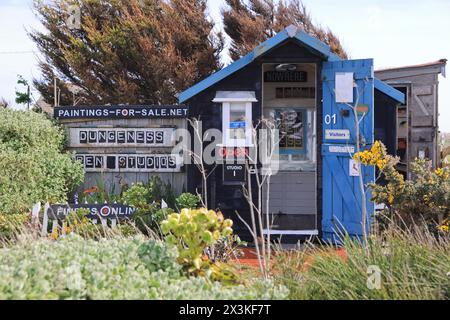 Art studios in Dungeness, a headland on the coast of Kent, which is a national nature reserve, and a unique coastal landscape, UK Stock Photo