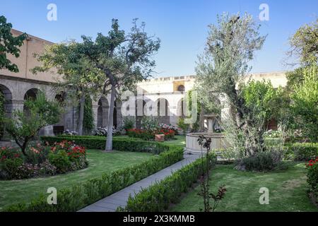 Arequipa, Peru - 4 Dec, 2023: The cloisters of the Monasterio de Santa Teresa Stock Photo