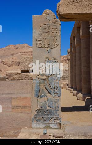 Relief of the Egyptian pharaoh Ramesses II at the Ramesseum in Luxor, Egypt Stock Photo