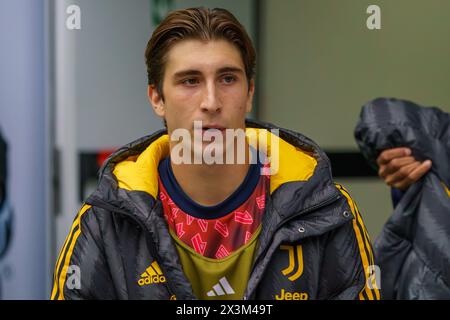 Turin, Italy. 27 Apr, 2024. Fabio Miretti, during Juventus FC against AC Milan, Serie A, at Allianz Stadium. Credit: Alessio Morgese/Alessio Morgese / Emage / Alamy live news Stock Photo