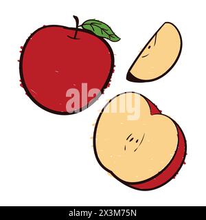 Apple Fruit Drawing Set Vector Apple Scribbles Doodle icons. Apple Vector Stock Vector
