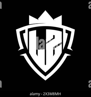 LZ Letter bold monogram with triangle curve shield shape with crown ...