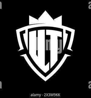 UT Letter bold monogram with triangle curve shield shape with crown ...
