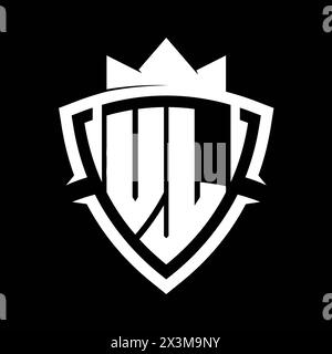 VL Letter bold monogram with triangle curve shield shape with crown ...