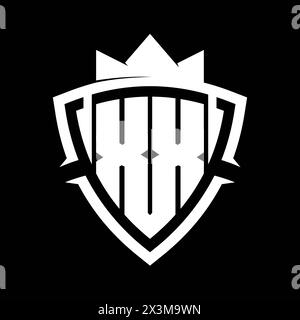 XX Letter bold monogram with triangle curve shield shape with crown ...