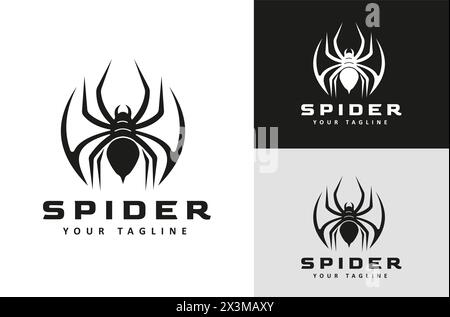 Arthropod Insect Spider Symbol Design Silhouette on Dark White background Stock Vector