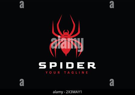 Silhouette of Arthropod Insect Red Spider symbol design on Dark background Stock Vector