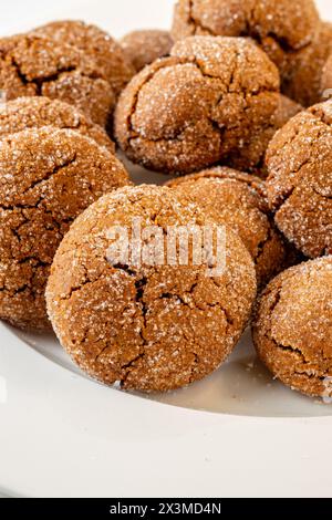 Warm Homemade Gingersnap Cookies on a light background in a plate Stock Photo