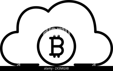 Bitcoin cloud. Decentralized cryptocurrency nature and security. Pixel perfect vector icon Stock Vector