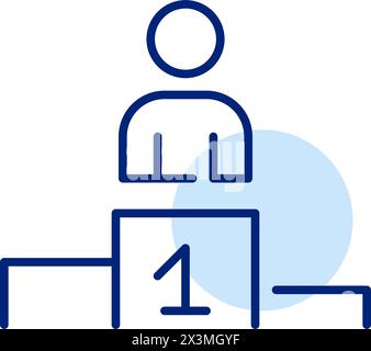 Winner on pedestal. Champion award, first place. Success and professional growth. Pixel perfect, editable stroke icon Stock Vector