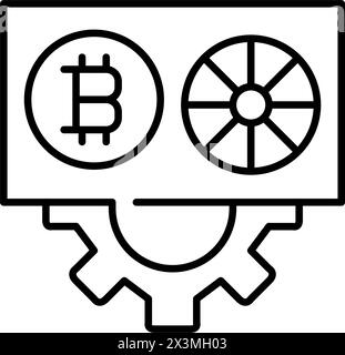 Cryptocurrency mining rig. Essential hardware. Pixel perfect vector icon Stock Vector