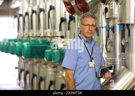 Maintenance Technician, Pumps ventilation and air conditioning, Onkologikoa Hospital, Oncology Institute, Case Center for prevention, diagnosis and tr Stock Photo