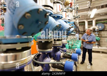 Maintenance Technician, Pumps ventilation and air conditioning, Onkologikoa Hospital, Oncology Institute, Case Center for prevention, diagnosis and tr Stock Photo
