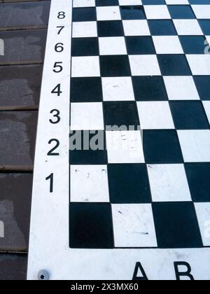 empty chess game board outdoors Stock Photo