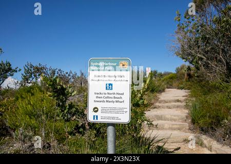 Sydney harbour national park, walking track to North Head from Shelly beach lookout part of the Bondi to Manly walking route, Sydney,NSW,Australia Stock Photo