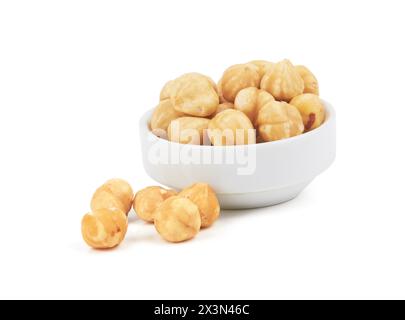Hazelnuts in a bowl isolated on a white background Stock Photo