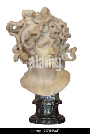 Medusa by Bernini. Marble sculpture of the eponymous character from the classical myth. It was executed by the Italian sculptor Gian Lorenzo Bernini Stock Photo