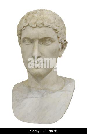 Marble head of young woman, ancient Greek goddess bust. Sculpture ...