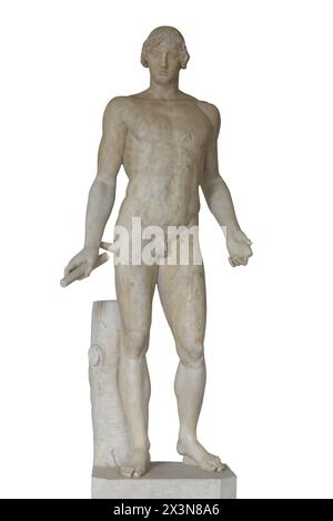 Apollo Omphalos - ancient Roman marble copy of a Greek original bronze sculpture 480–460 BCE, depicting Apollo, the Greek god of music, medicine, and Stock Photo