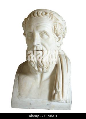 Marble bust of the ancient Greek poet Homer. Roman copy from the 2nd century AD after a Greek original from the end of the 4th century BC Stock Photo