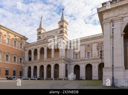 The Archbasilica of Saint John Lateran (Basilica di San Giovanni in Laterano). The side facade, with the Loggia delle Benedizioni. Lateran Basilica or Stock Photo