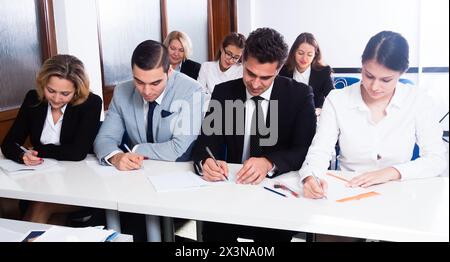 Students at lecture at university Stock Photo