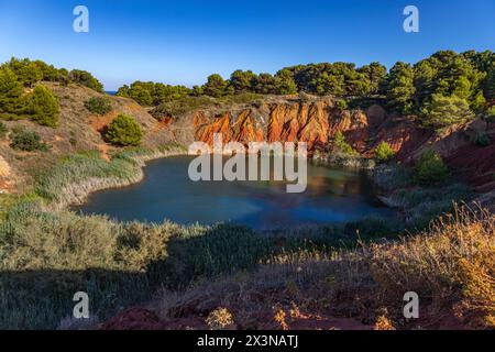Bauxite quarry pond in Otranto, province of Lecce, Puglia, Italy Stock Photo