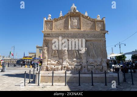 GALLIPOLI, ITALY, JULY 16, 2022 - View of the Greek Fountain in the seaside town of Gallipoli, province of Lecce, Italy Stock Photo
