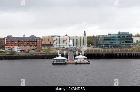 Newcastle England United Kingdom 23rd April 2024 South Shields Ferry landing crossing the River Tyne from North Shields. transport, boat, public transport, river tyne Stock Photo