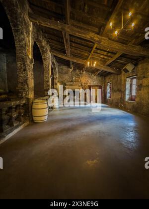 A wide angle photo taken inside a room in a vineyard house in the Medoc region of Bordeaux. Stock Photo