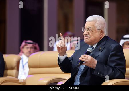 Palestinian President Mahmoud Abbas Abu Mazen during his participation in the World Economic Forum in Riyadh, Kingdom of Saudi Arabia, on April 28, 2024. Photo by Thaer Ganaim apaimages Riyadh Riyadh Saudi Arabia 280424 Riyadh PPO 003 Copyright: xapaimagesxThaerxGanaimxxapaimagesx Stock Photo