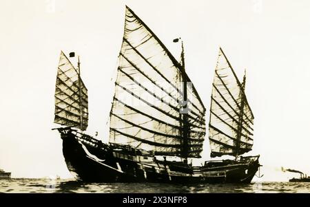 In the 19th century, giant Chinese sailing ships and ironclad warships could be seen on the sea surface of Zhifu Bay. YanTai ShanDong China Stock Photo