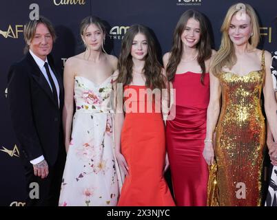 Los Angeles, USA. 27th Apr, 2024. (L-R) Keith Urban, Sunday Urban, Faith Urban, Sybella Hawley, Nicole Kidman at the 49th AFI Life Achievement Award Tribute Gala to Nicole Kidman held at the Dolby Theatre in Hollywood, CA on Saturday, ?April 27, 2024. (Photo By Sthanlee B. Mirador/Sipa USA) Credit: Sipa USA/Alamy Live News Stock Photo