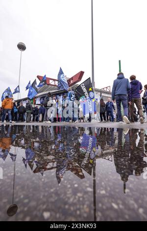 Milan, Italy. 28th Apr, 2024. Fans arrive for the Serie A match at Giuseppe Meazza, Milan. Picture credit should read: Jonathan Moscrop/Sportimage Credit: Sportimage Ltd/Alamy Live News Stock Photo