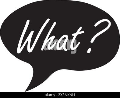 Doodle speech bubble with what question. Brainstorming, information, idea, consulting label.Problem solving, investigation. Vector illustration Stock Vector
