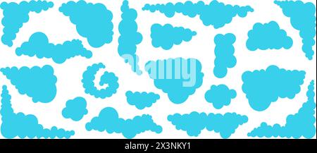 Set of blue clouds. Cute cartoons elements collection. Vector illustration Stock Vector