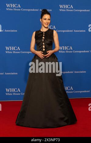 Washington DC, USA. 27th Apr 2024. Rachel Brosnahan arrives for the 2024 White House Correspondents Association Dinner at the Washington Hilton Hotel on Saturday, April 27, 2024 in Washington, DC. Credit: Ron Sachs/CNP /MediaPunch Credit: MediaPunch Inc/Alamy Live News Stock Photo