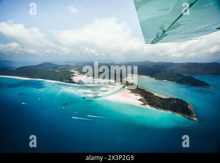 Whitehaven Beach and Hill inlet. Aerial Drone Shot. Whitsundays Queensland Australia, Airlie Beach Stock Photo