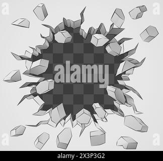 Wall Background Hole Breaking Through Design Stock Vector