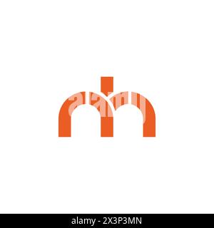 letter mh abstract simple geometric logo vector Stock Vector