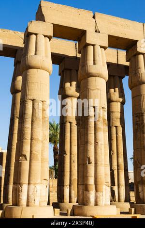 Columns in the Sun Court of Amenhotep III, Luxor Temple, Luxor, Egypt Stock Photo