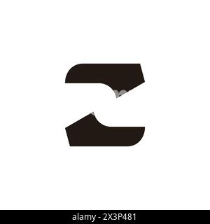 letter z number 2 slice simple geometric logo vector Stock Vector