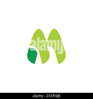 letter m green mountain simple geometric logo vector Stock Vector