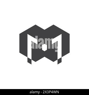 letter m hexagonal box arrow simple logo vector Stock Vector