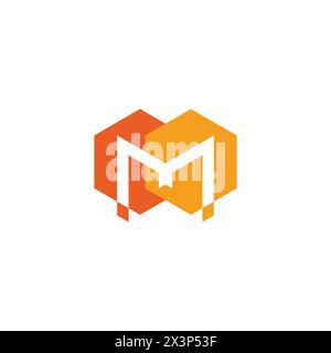letter m honey comb simple colorful logo vector Stock Vector