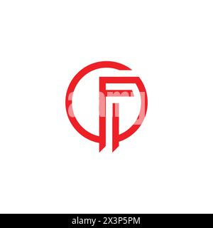 letter fi circle stripes line logo vector Stock Vector